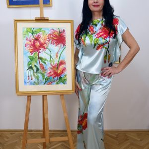 Hibiscus Flow Lulla - hosszú selyemmadrág